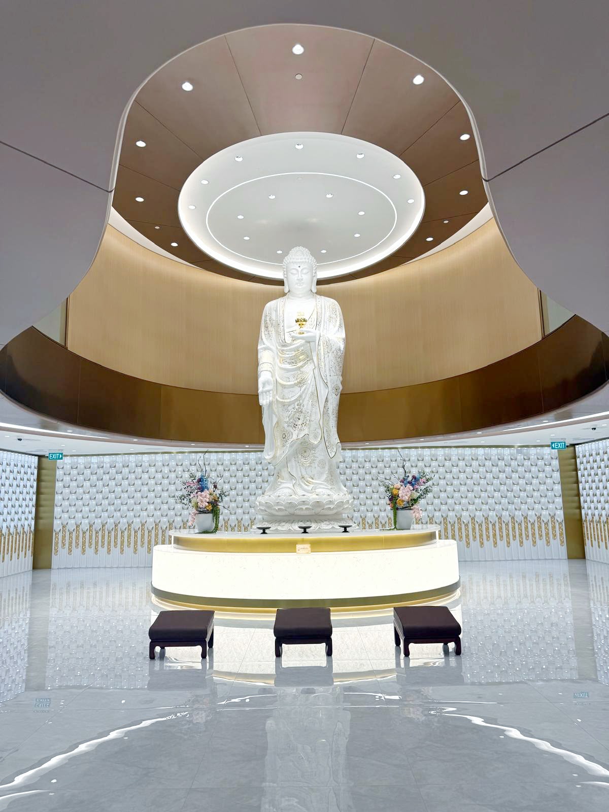 Ancestral tablet hall with Buddha statue at Thian Leng Temple Singapore