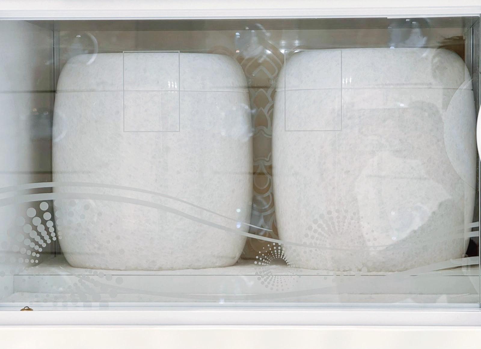 Double columbarium niche with two urns at Thian Leng Temple Singapore